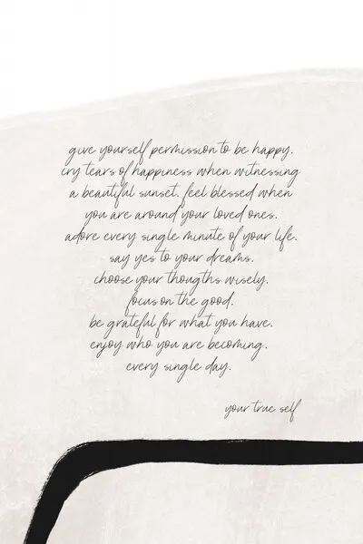 Give Yourself Permission To Be Happy, wall art by uplusmestudio