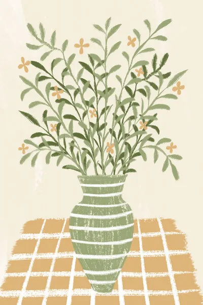 Botanical Vase Checkered Table, wall art by Martina