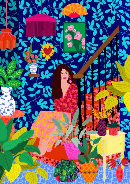 Woman on Staircase, wall art by Rafaela Mascaro