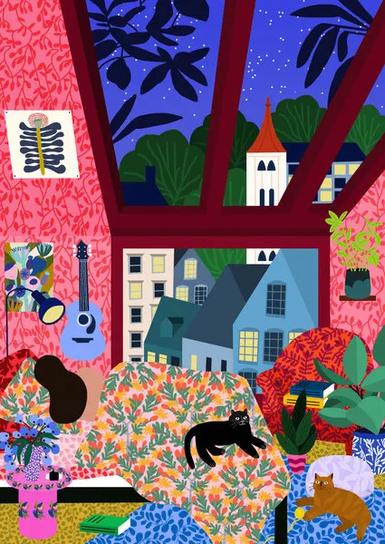 9933x14043 Din Sleeping 142 With a View.png, wall art by Rafaela Mascaro