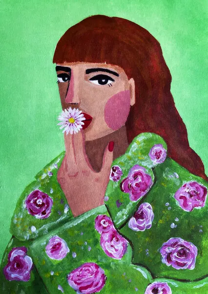 Woman Smoking a Flower, wall art by Raissa Oltmanns
