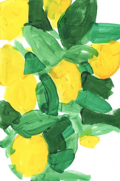 Vibrant Lemon Leaves, wall art by cartissi