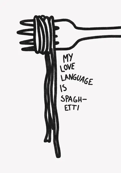 Spaghetti Love Language, wall art by Athene Fritsch