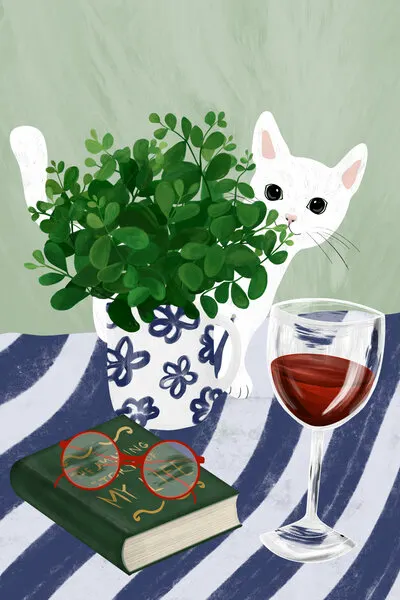 Cozy Cat Reading Nook, wall art by EMELIEmaria