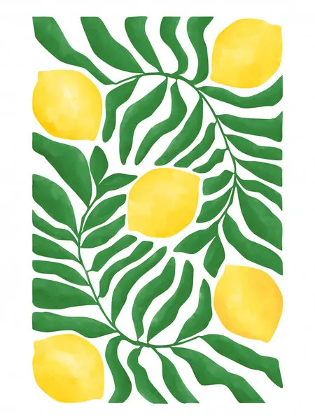 Vibrant Lemon Leaves, wall art by Elena Ristova