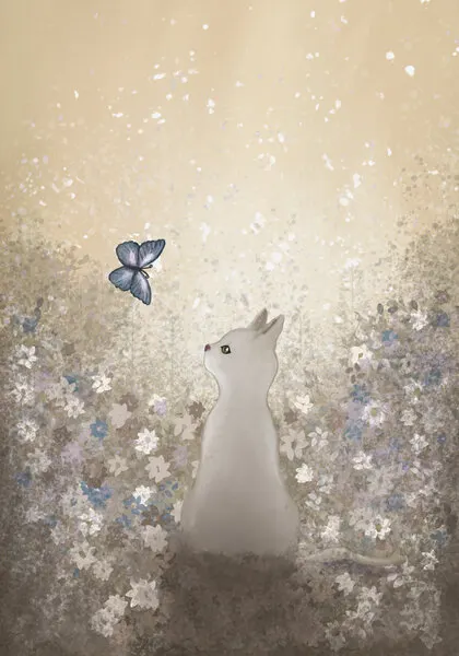 Curious Cat Butterfly, wall art by Monica Lindblom