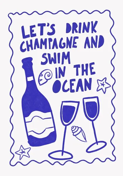 Champagne and Ocean, wall art by Athene Fritsch
