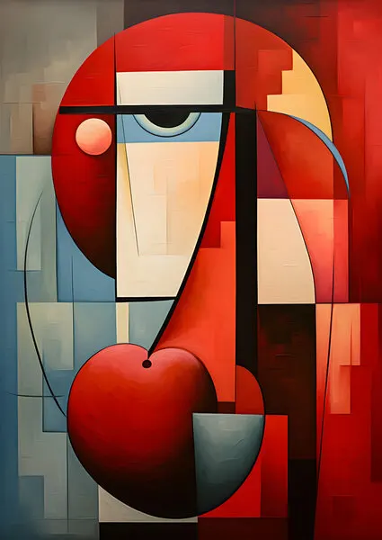 Abstract Face Red Heart, wall art by Andreas Magnusson