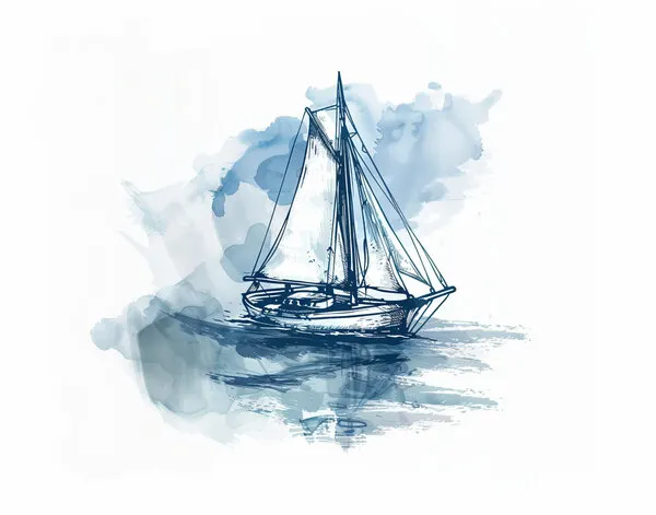 Blue Water Sailboat, wall art by Jolly and Dash