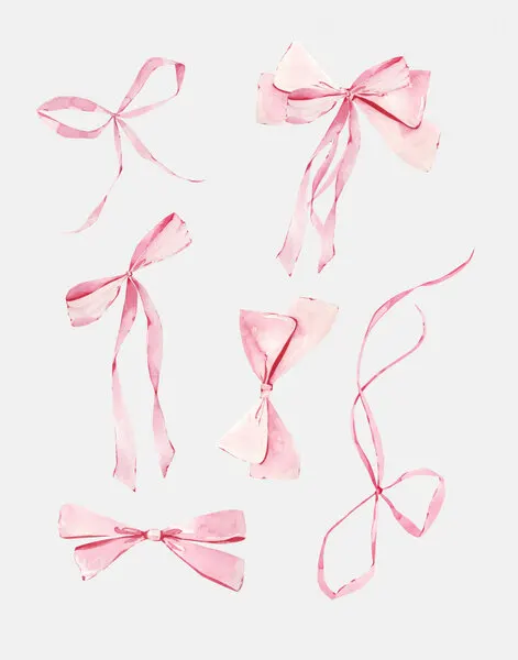 Pink Watercolor Bows, wall art by Jolly and Dash