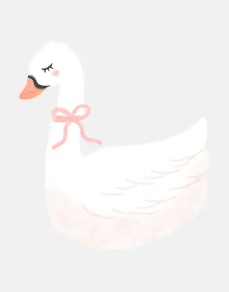 Cute Swan with Bow, wall art by Jolly and Dash