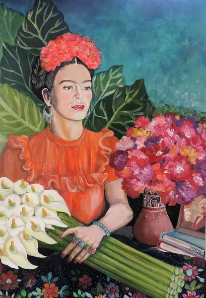 Colorful Folk Art Portrait, wall art by Sylvie Demers