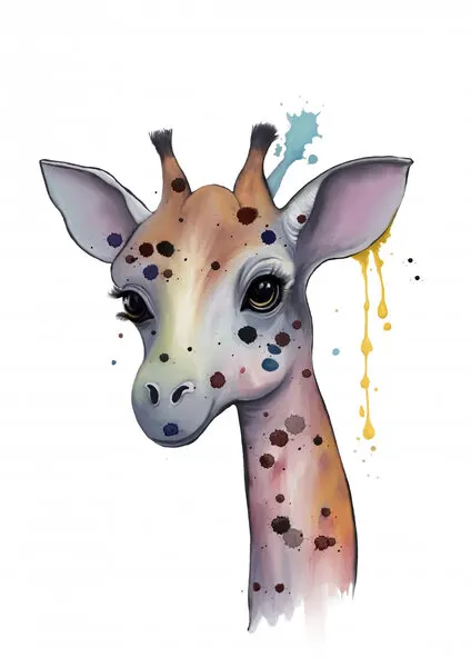 Vibrant Giraffe Splash, wall art by Monica Lindblom