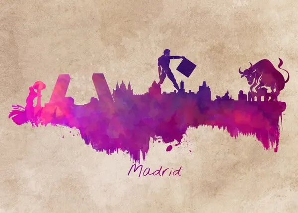 Madrid Bullfight Skyline, wall art by Justyna Jaszke