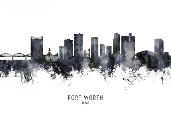 Fort Worth Texas Skyline, wall art by Michael Tompsett