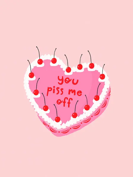 Sarcastic Heart Cake, wall art by Aislinn Simmonds