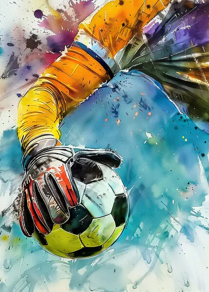 Watercolor Goalie Action, wall art by Justyna Jaszke