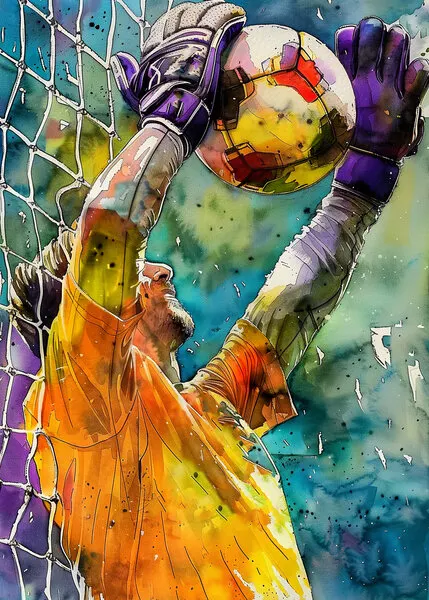 Vibrant Goalkeeper Save, wall art by Justyna Jaszke