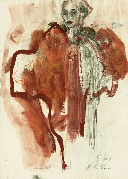 Elegant Red Portrait, wall art by Ute Rathmann
