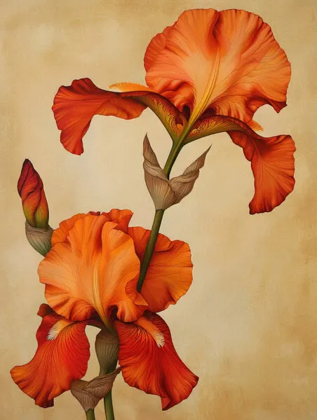 Vibrant Orange Irises, wall art by Bilge Paksoylu