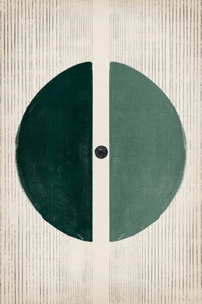 Minimalist Split Green Circle, wall art by Ema Paraschiv
