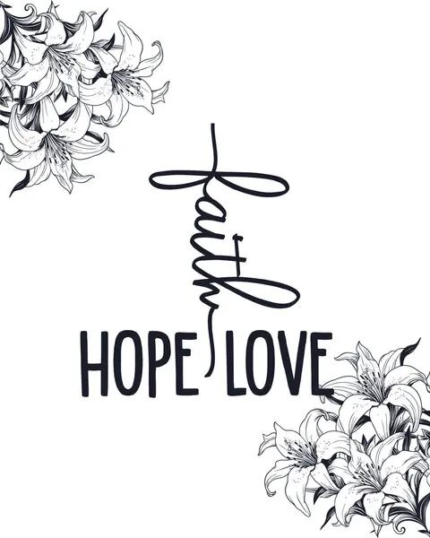 Faith Hope Love Lilies, wall art by Alva Jumath