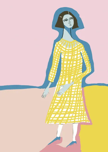 Stylish Woman In Yellow, wall art by Sharyn Bursic
