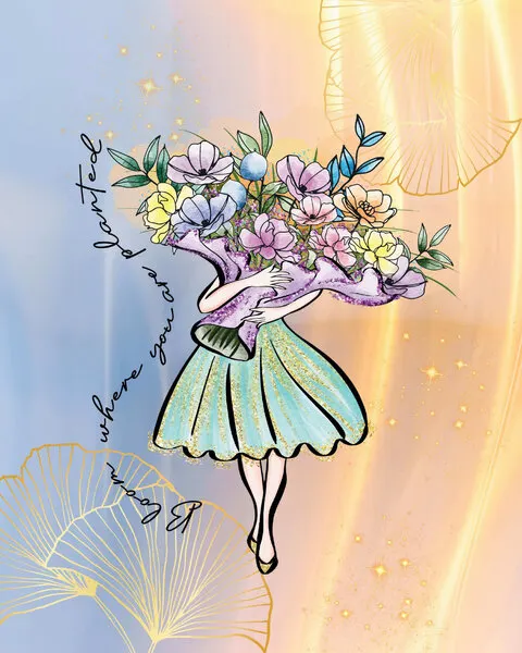 Feminine Floral Bloom, wall art by Alva Jumath