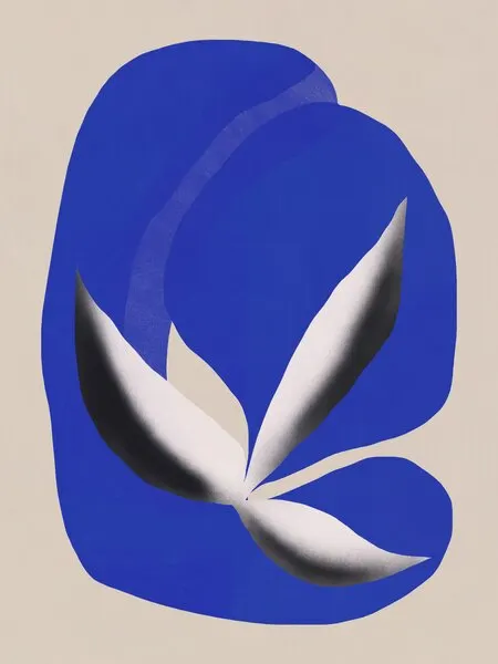 Abstract Blue Botanical Form, wall art by Little Dean