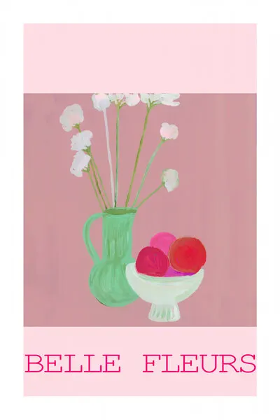 Pink Floral Still Life, wall art by cartissi