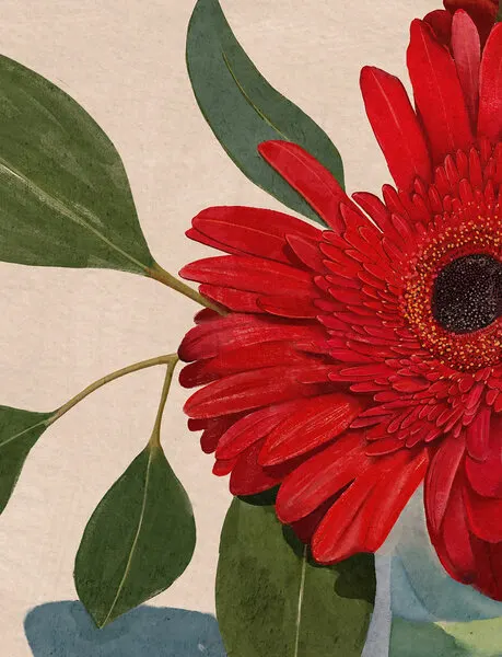 Red Gerbera Daisy Detail2, wall art by Katie O'Shea