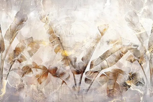 Abstract Golden Botanicals, wall art by Rafal Kulik