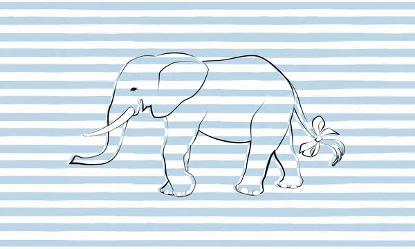 Baby Elephant Blue Stripes, wall art by Martina