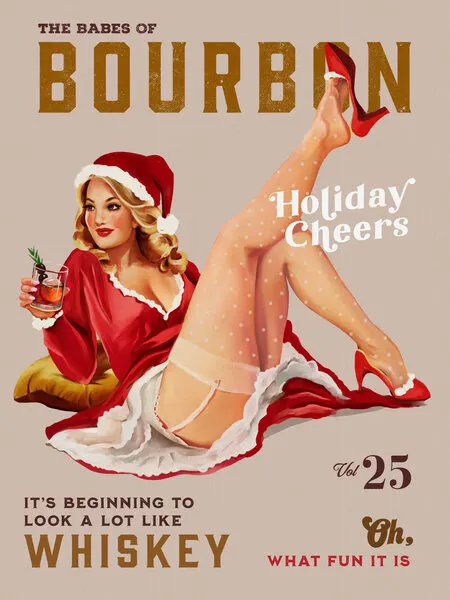 Babes of Bourbon Vol 25 Holiday Cheer Christmas Pinup, wall art by The Whiskey Ginger