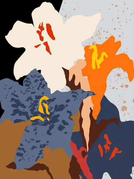 Vibrant Abstract Flowers, wall art by Annick