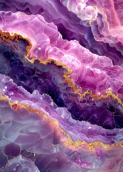 Purple Gold Agate Layers, wall art by Justyna Jaszke