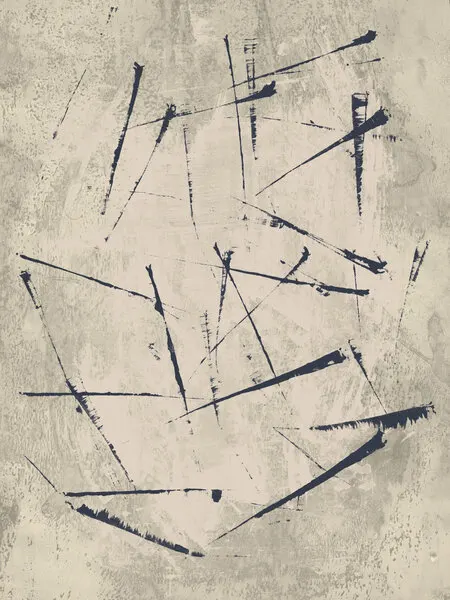 Staccato Ink Marks on Warm Gray and White, wall art by Dina Dankers