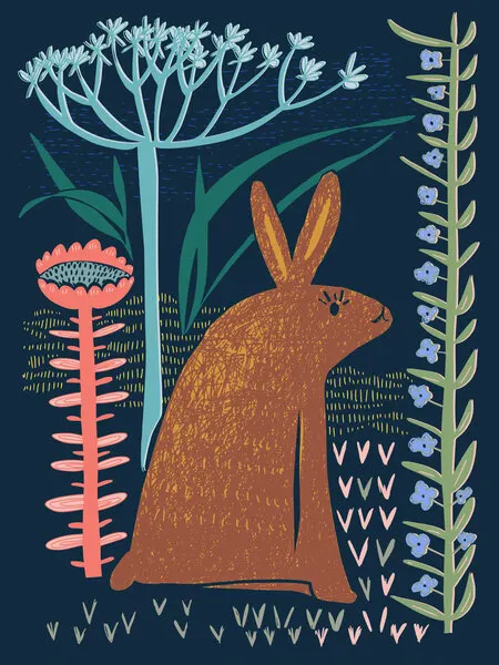 Whimsical Woodland Rabbit, wall art by Annick