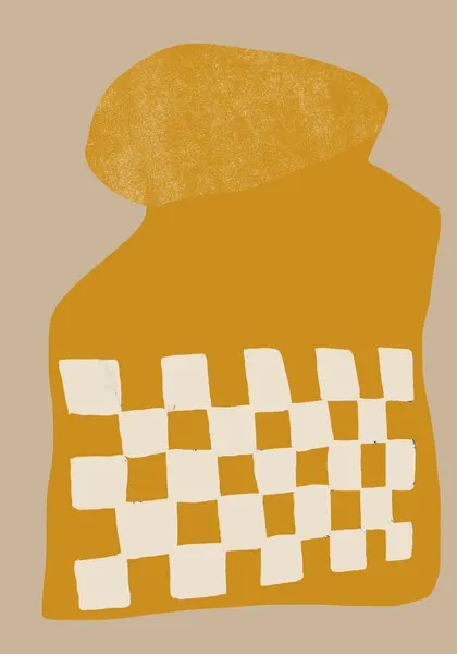 Golden Checkered Form, wall art by THE MIUUS STUDIO