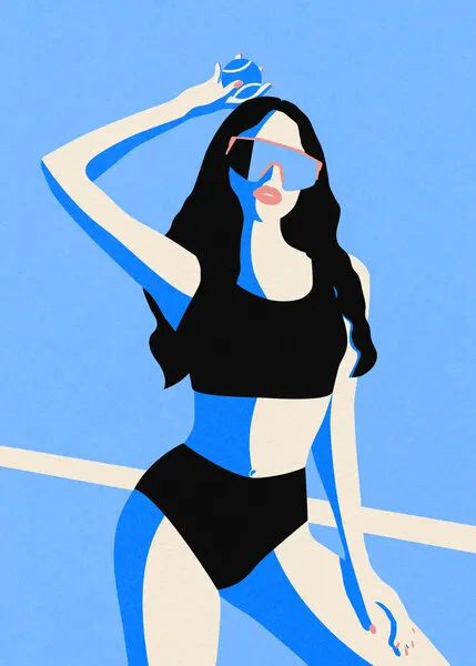 Blue Sport Girl, wall art by Rosi Feist