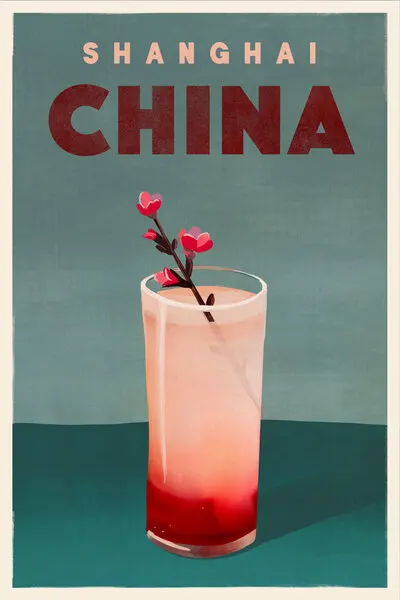 Travel Poster Cocktail Shanghai China, wall art by The Whiskey Ginger