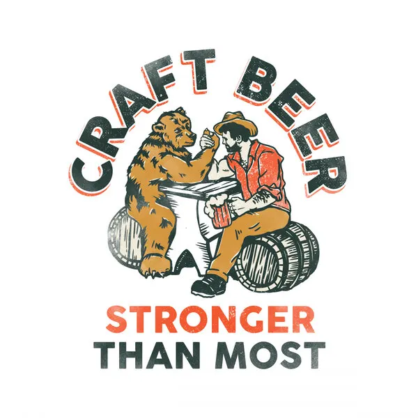 Craft Beer Stronger Than Most. Bear Arm Wrestling Wall Art, wall art by The Whiskey Ginger