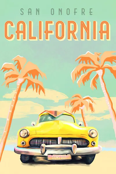 California Surf Poster, wall art by The Whiskey Ginger