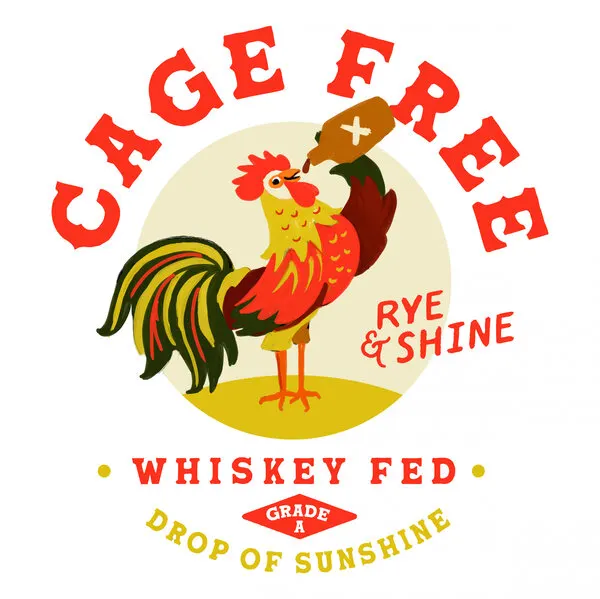 Cage Free Whiskey Drinking Rooster, wall art by The Whiskey Ginger
