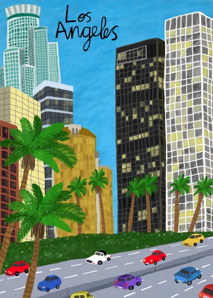 Downtown Los Angeles, wall art by Carla Daly