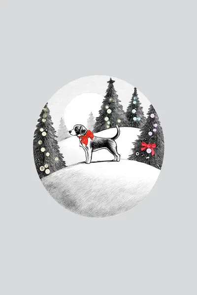 Christmas Dog In Snow, wall art by casa cartissi