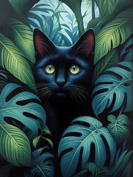 Black Cat in Jungle, wall art by Tonya van Schalkwyk