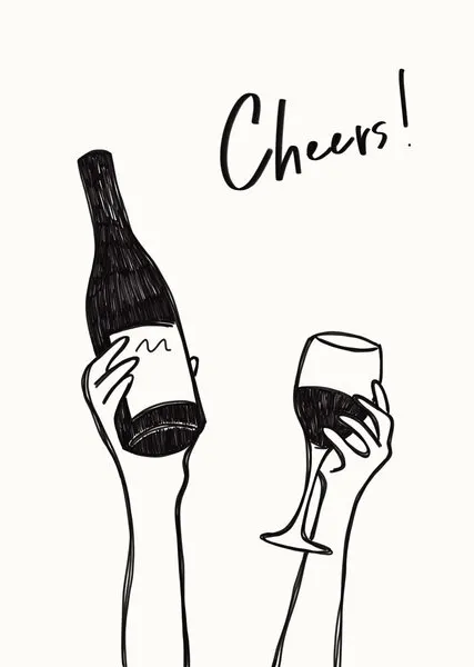 Cheers Wine Toast, wall art by Rio Soléy