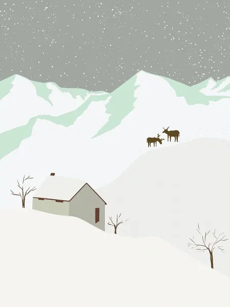 Snowy Mountain Reindeer, wall art by Nikita Jariwala