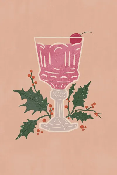 Pink Holly Cocktail, wall art by Nikita Jariwala